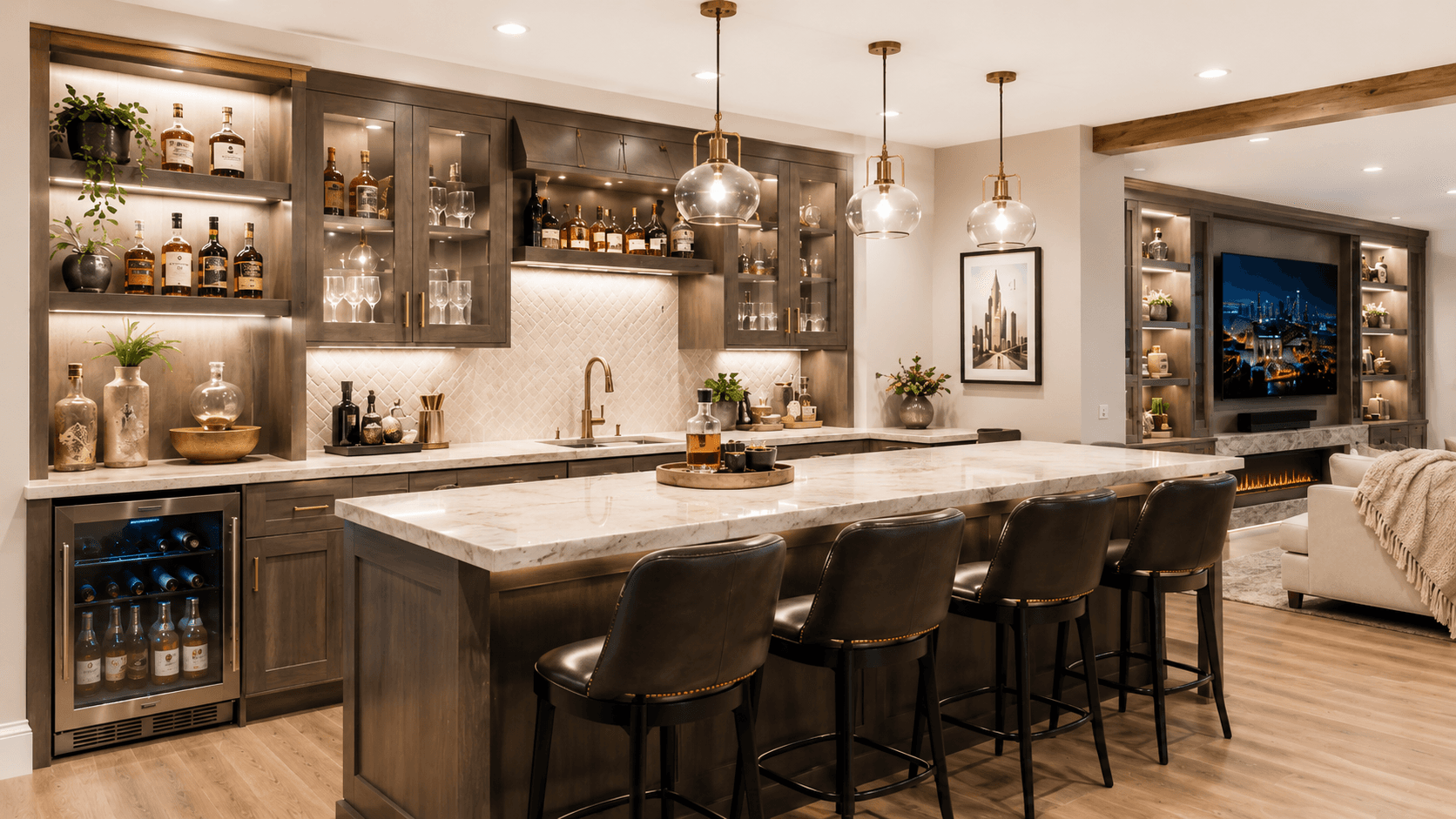 Basement bar concept rendering