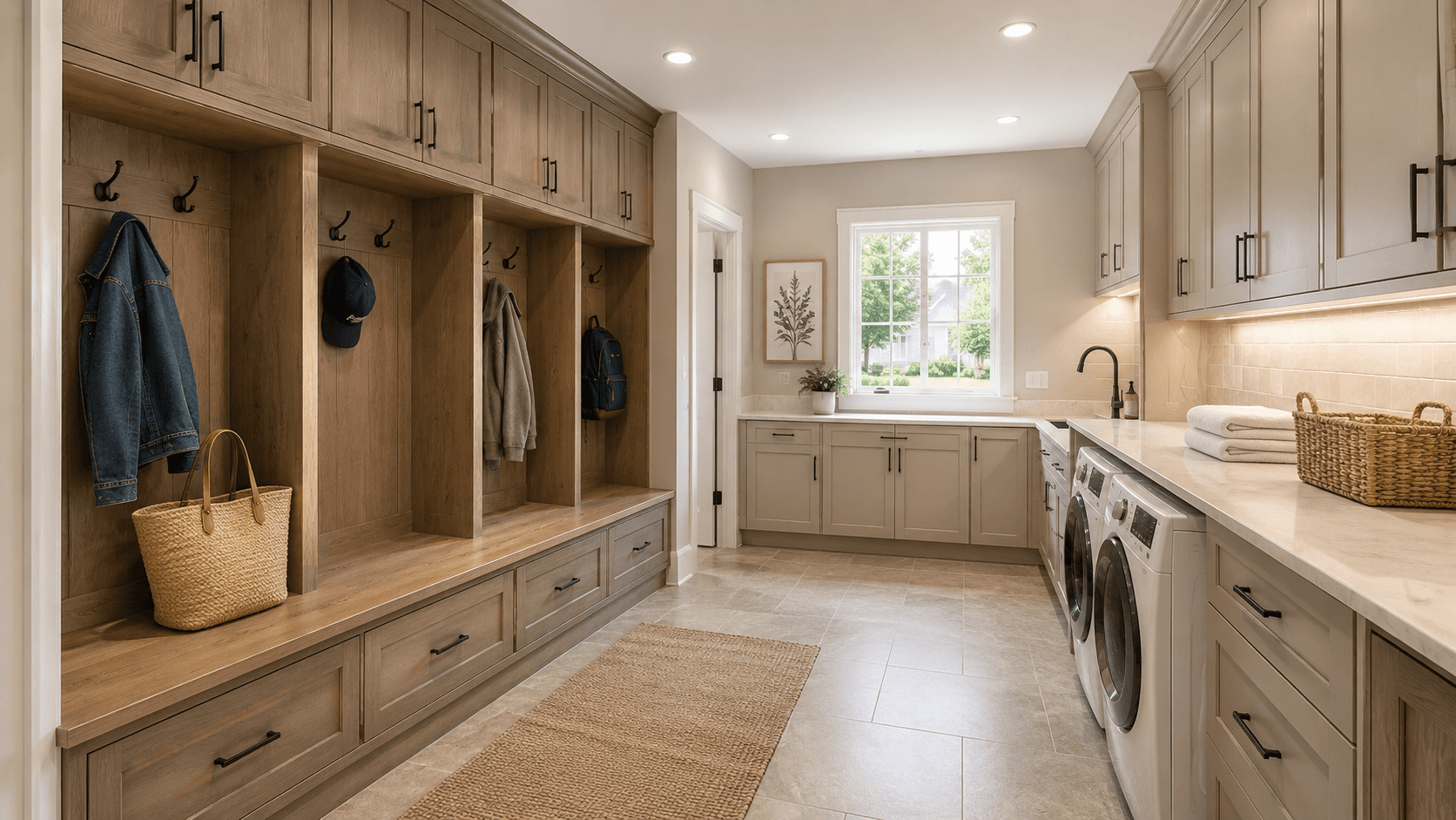 Mudroom and laundry concept rendering